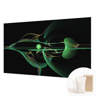 Vliestapete fürs Schlafzimmer mit grünem Wellendesign