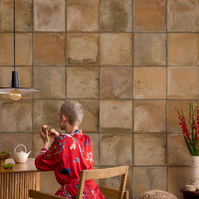 Vlies-Fototapete fürs Wohnzimmer mit rustikalem Mosaikmotiv