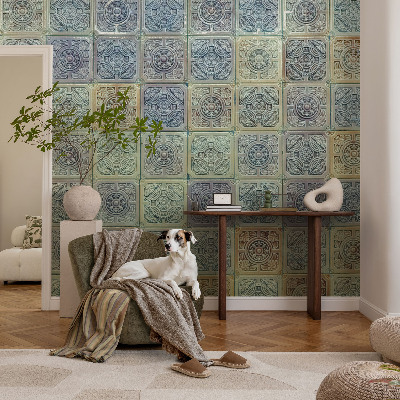 Vlies-Fototapete fürs Schlafzimmer mit geometrischem Fliesenmotiv