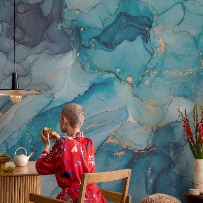 Bildtapete mit abstraktem blauem Muster