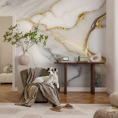 Fototapete fürs Schlafzimmer mit Marmoroptik für ein elegantes Ambiente