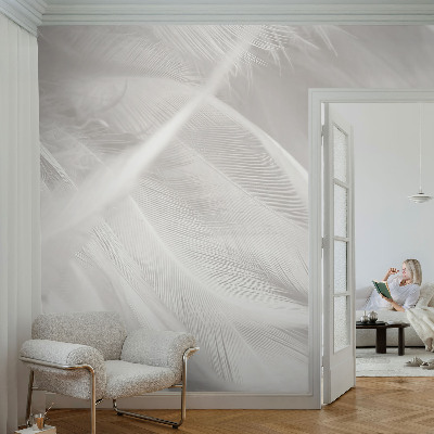Vlies-Fototapete fürs Schlafzimmer mit feinem Feder-Motiv