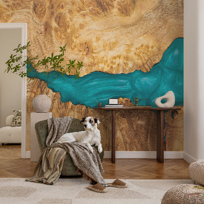 Vliestapete fürs Schlafzimmer mit Holz‑ und Harzoptik