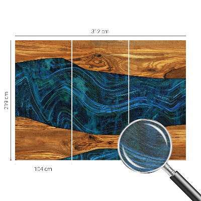 Moderne Vlies-Fototapete mit blauem Holzmotiv