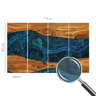 Moderne Vlies-Fototapete mit blauem Holzmotiv