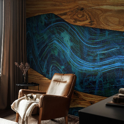 Moderne Vlies-Fototapete Blaues Holz