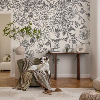 Vliestapete fürs Wohnzimmer mit Blumenmuster