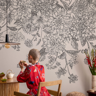 Vliestapete fürs Wohnzimmer mit Blumenmuster