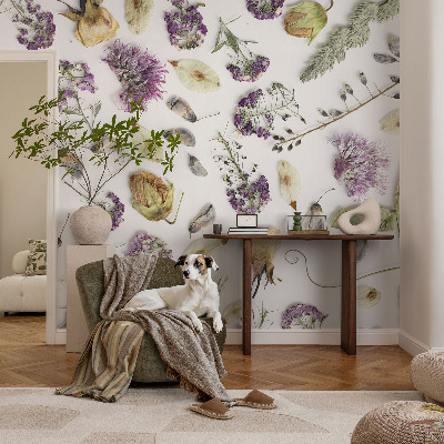 Vliestapete fürs Schlafzimmer mit Motiv getrockneter Blumen