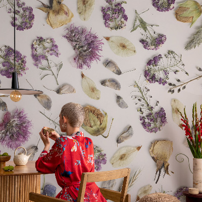 Vliestapete fürs Schlafzimmer mit Motiv getrockneter Blumen
