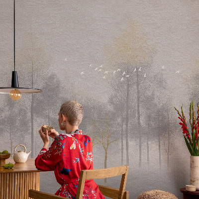 Fototapete fürs Schlafzimmer mit einem beruhigenden Waldmotiv