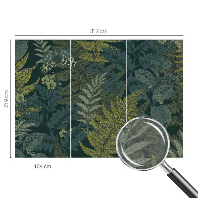 Vlies-Fototapete mit grünem Pflanzenmotiv für ein elegantes Raumambiente