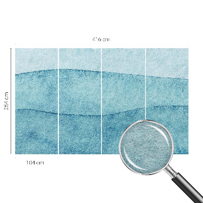 Wandtapete mit blauem Wellendesign