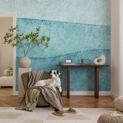 Wandtapete mit blauem Wellendesign