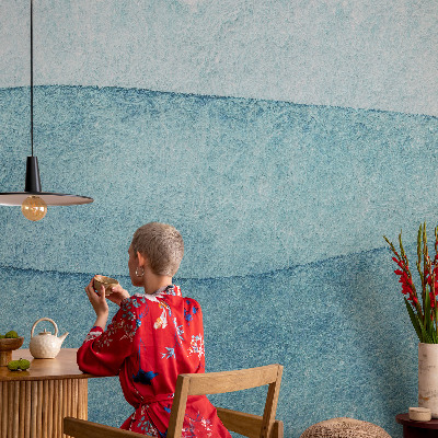 Wandtapete mit blauem Wellendesign
