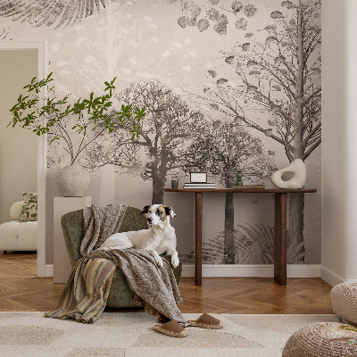 Fototapete fürs Wohnzimmer mit zarten Bäumen als Motiv