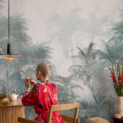 Vlies-Fototapete fürs Wohnzimmer mit exotischem Grün als Motiv