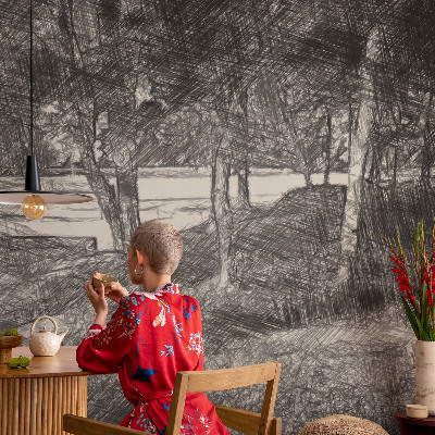 Moderne Vlies-Fototapete mit einer friedlichen Landschaft als Motiv