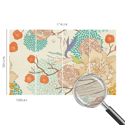 Wand-Fototapete mit einem Motiv aus fantasievollen Blumen