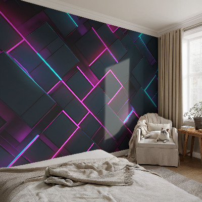 Dekorative Wand-Fototapete mit Neongeometrie-Motiv