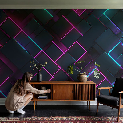 Dekorative Wand-Fototapete mit Neongeometrie-Motiv