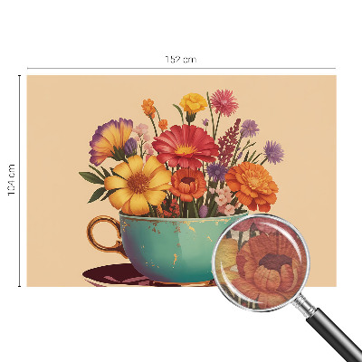 Fototapete fürs Schlafzimmer mit einem farbenfrohen Blumenstrauß