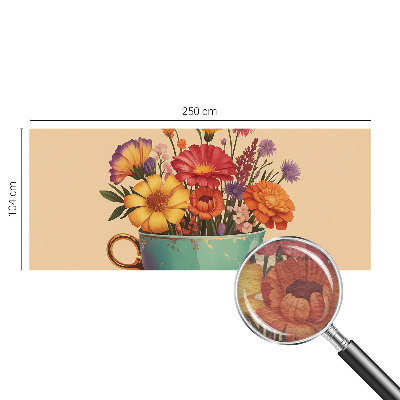 Fototapete fürs Schlafzimmer mit einem farbenfrohen Blumenstrauß