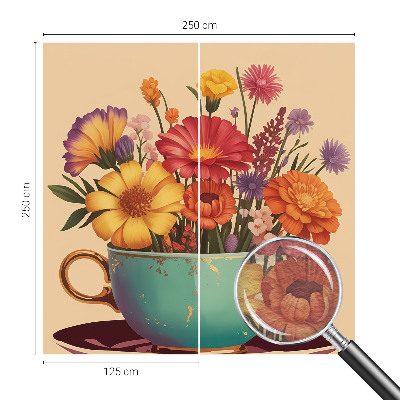 Fototapete fürs Schlafzimmer mit einem farbenfrohen Blumenstrauß