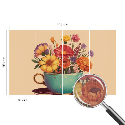 Fototapete fürs Schlafzimmer mit einem farbenfrohen Blumenstrauß