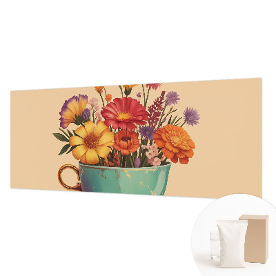 Fototapete fürs Schlafzimmer mit einem farbenfrohen Blumenstrauß