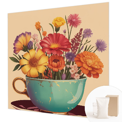 Fototapete fürs Schlafzimmer mit einem farbenfrohen Blumenstrauß