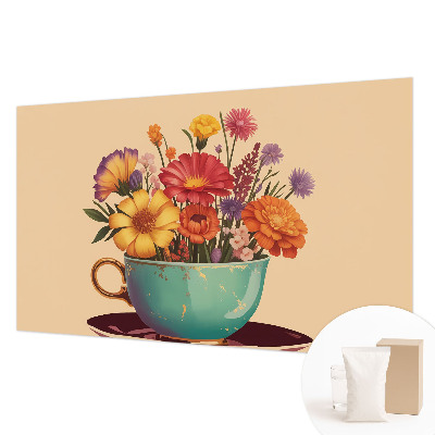 Fototapete fürs Schlafzimmer mit einem farbenfrohen Blumenstrauß