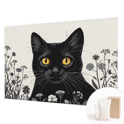 Fototapete fürs Kinderzimmer mit Katzen- und Blumenmotiv