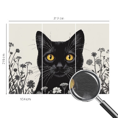 Fototapete fürs Kinderzimmer mit Katzen- und Blumenmotiv