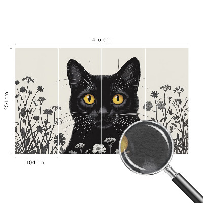 Fototapete fürs Kinderzimmer mit Katzen- und Blumenmotiv
