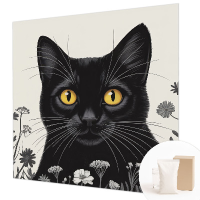 Fototapete fürs Kinderzimmer mit Katzen- und Blumenmotiv