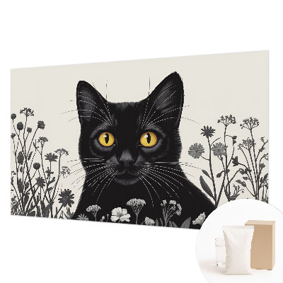 Fototapete fürs Kinderzimmer mit Katzen- und Blumenmotiv