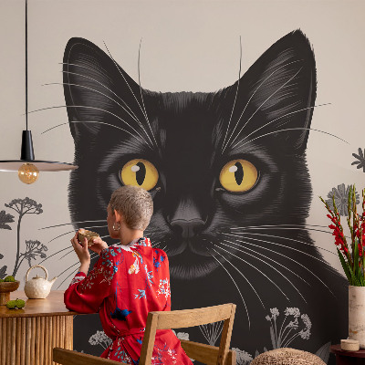 Fototapete fürs Kinderzimmer mit Katzen- und Blumenmotiv