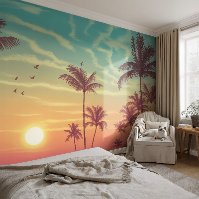 Vliestapete fürs Wohnzimmer mit einem Motiv tropischer Landschaft