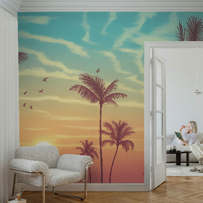 Vliestapete fürs Wohnzimmer mit einem Motiv tropischer Landschaft