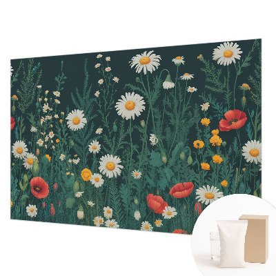 Moderne Vlies-Fototapete mit Motiv von Wildblumen