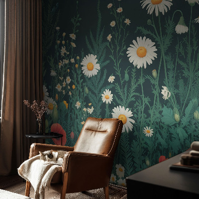 Moderne Vlies-Fototapete mit Motiv von Wildblumen