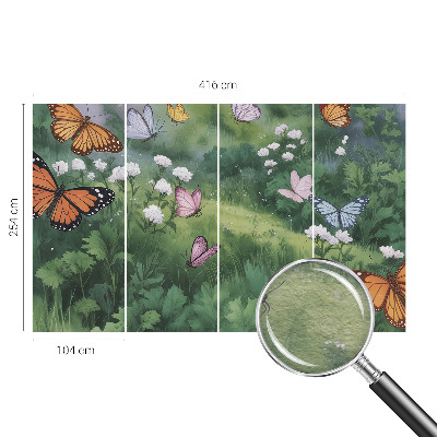 Vlies-Fototapete mit Schmetterlingen auf einer Wiese