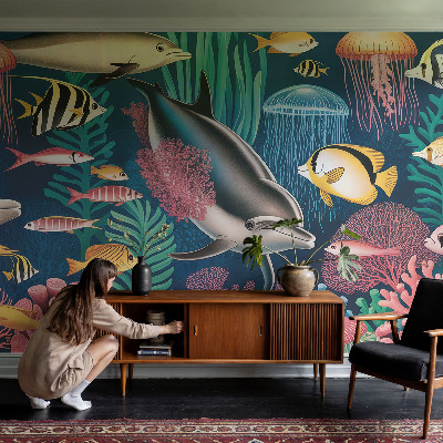 Fototapete aus Vlies mit Motiv der Unterwasserfauna