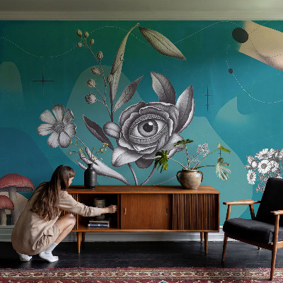 Vlies-Fototapete fürs Wohnzimmer mit dem Motiv „Blütenauge“
