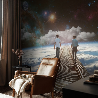 Vliestapete fürs Wohnzimmer mit Motiv einer Weltraumreise
