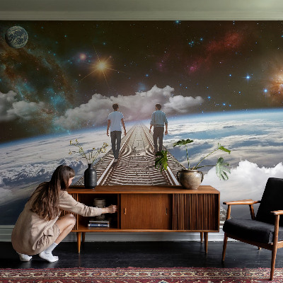 Vliestapete fürs Wohnzimmer mit Motiv einer Weltraumreise