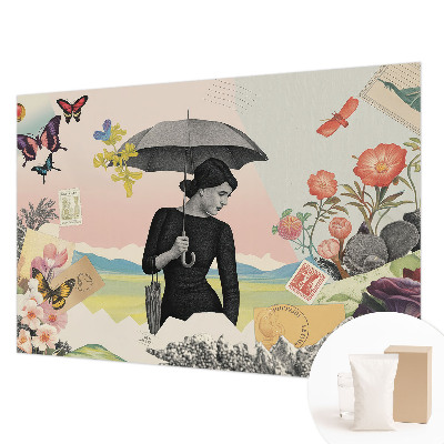 Vliestapete fürs Schlafzimmer mit einer romantischen Collage als Motiv