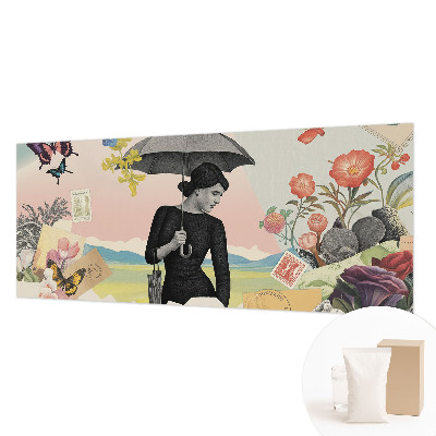 Vliestapete fürs Schlafzimmer mit einer romantischen Collage als Motiv