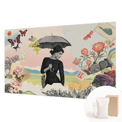 Vliestapete fürs Schlafzimmer mit einer romantischen Collage als Motiv